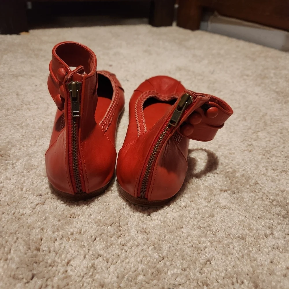ELF Red Women's Flats with Ankle Strap
